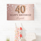 Banderoles 40e anniversaire rose or diamants script de ballon (En situation)