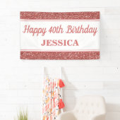 Banderoles 40e anniversaire Rose Parties scintillant or (En situation)