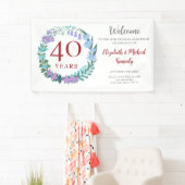 Banderoles 40e anniversaire Ruby Floral Mariage de couronne (En situation)
