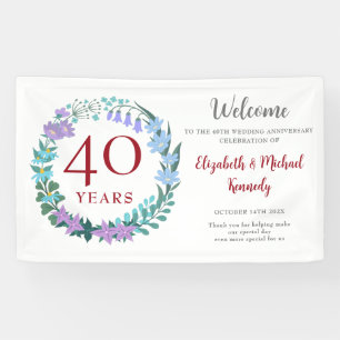 Banderoles 40e anniversaire Ruby Floral Mariage de couronne