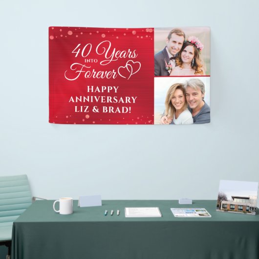 Banderoles 40e Anniversaire Ruby Hearts ANNÉES EN FOREVER (Salon professionnel)