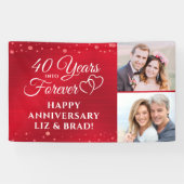 Banderoles 40e Anniversaire Ruby Hearts ANNÉES EN FOREVER (Horizontal)