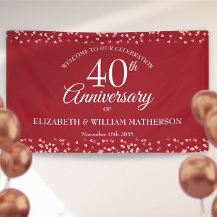 Banderoles 40e anniversaire Ruby Love Hearts Confettis de bie