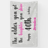 Banderoles 40e anniversaire Silver and Pink personnalisé (Vertical)