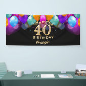 Banderoles 40e fête d'anniversaire Ballons noirs et or (Salon professionnel)