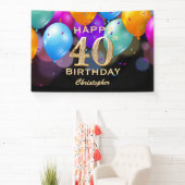 Banderoles 40e fête d'anniversaire Ballons noirs et or (Insitu)