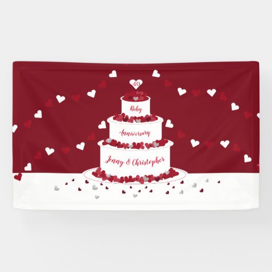 Banderoles 40ème anniversaire de mariage de rubis gâteau et b (Horizontal)