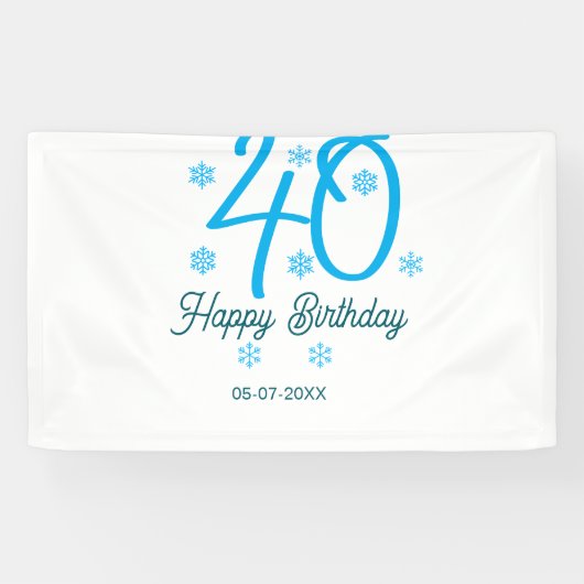 Banderoles 40th birthday add name date year blue template (Horizontal)