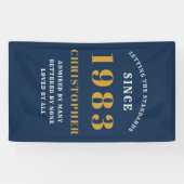 Banderoles 40th Birthday Born 1983 Ajouter Nom Blue Gold (Horizontal)