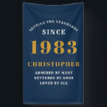 Banderoles 40th Birthday Born 1983 Ajouter Nom Blue Gold<br><div class="desc">Anniversaire personnalisé ajoutez votre nom et la bannière année. Modifiez le nom et l'année avec le modèle fourni. Un merveilleux accessoire de fête d'anniversaire personnalisé. Plus de cadeaux et de fournitures de fête disponibles avec le design "normes de fixation" dans le magasin.</div>
