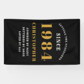 Banderoles 40th Birthday Born 1984 Ajouter Nom Black Gold (Horizontal)