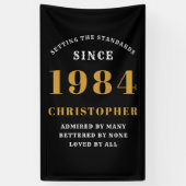 Banderoles 40th Birthday Born 1984 Ajouter Nom Black Gold (Vertical)