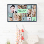 Banderoles 40th Birthday Custom Photo Collage Dusty Green (En situation)