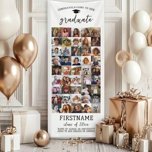 Banderoles 45 Collage Photo Diplôme Moderne Minimaliste Blanc