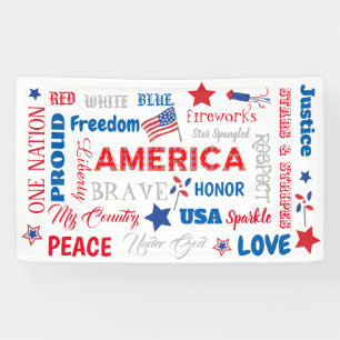 Banderoles 4 juillet Amérique USA Mots texte personnalisé