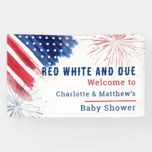 Banderoles 4 juillet Baby shower personnalisé bleu blanc