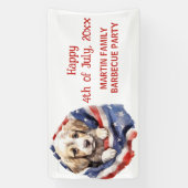 Banderoles 4 Juillet Barbecue Party American Drapeau Chiot (Verticale)
