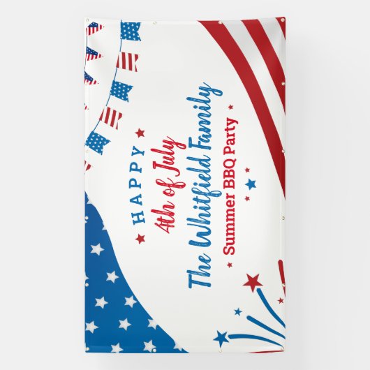 Banderoles 4 juillet Famille BBQ Party et Parade (Verticale)