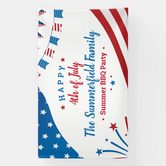 Banderoles 4 juillet Famille Summer BBQ Party (Verticale)