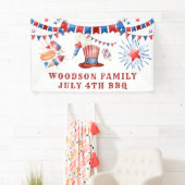 Banderoles 4 juillet Nom de famille BBQ Banner (En situation)