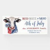 Banderoles 4 juillet Rouge Blanc Bleu Mocé Vache Patriotique (Horizontal)
