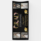 Banderoles 4 Photo Black Gold Floral GRAD Nom École (Vertical)