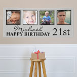 Banderoles 4x Photo Collage Happy Birthday Age For Him<br><div class="desc">Planning a party for the guy in your life, looking for a modern, stylish banner to decorate the venue. Then this masculine Happy Birthday banner, featuring 4 photos is the perfect buy! Easily personalized by adding your 4 favorite photos, and the text. If your feeling creative you can customize further...</div>