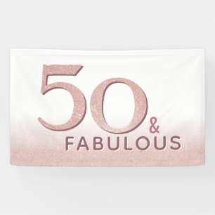 Banderoles 50 ans et Fabuleux Anniversaire Moderne Rose Gold