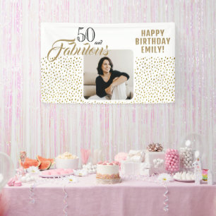 Banderoles 50 ans et Fabuleux Paillettes Dorées Photo 50e Ann