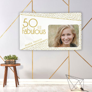 Banderoles 50 ans et Fabuleux Paillettes Dorées Photo 50e Ann