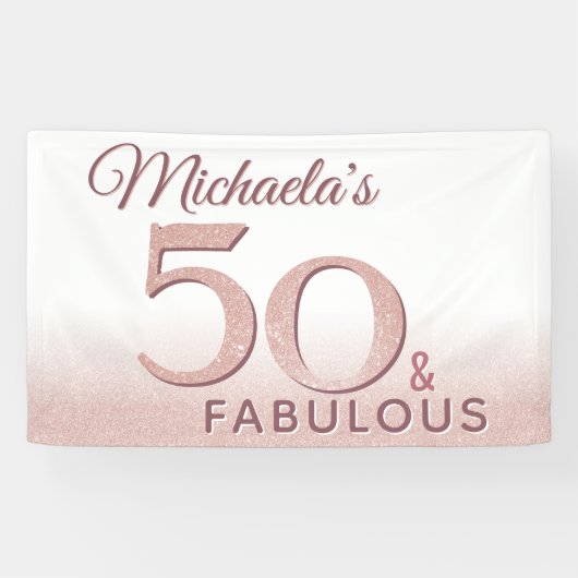 Banderoles 50 ans et Fabuleux Rose Gold Anniversaire Moderne  (Horizontal)