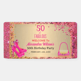 Banderoles 50 ans et Fabuleux Talons Hauts Or Rose Chaud Pail