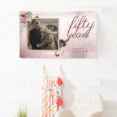 Banderoles 50 ans Mariage Anniversaire Rose or Floral (En situation)