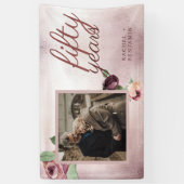 Banderoles 50 ans Mariage Anniversaire Rose or Floral (Vertical)