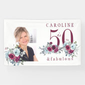 Banderoles 50 et fabuleuse photo florale 50e anniversaire fêt (Horizontal)