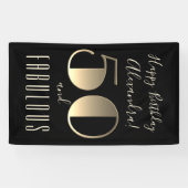 Banderoles 50 et fabuleuse typographie noire 50e anniversaire (Horizontal)