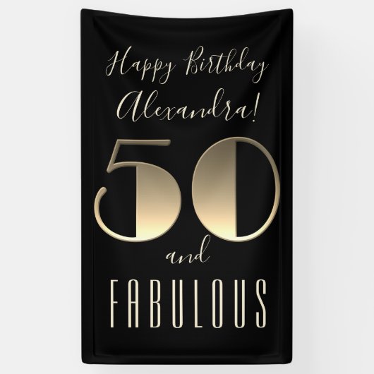 Banderoles 50 et fabuleuse typographie noire 50e anniversaire (Vertical)