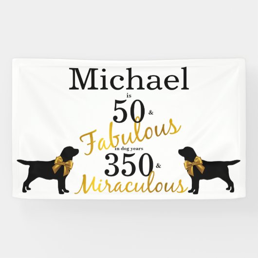 Banderoles 50 et fabuleux - années de chien - Gold Black Labr (Horizontal)