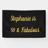 Banderoles 50 Et Fabuleux Anniversaire Noir Or Coutume (Horizontal)