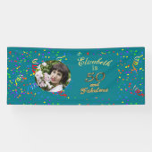 Banderoles 50 et fabuleux Anniversaire Or Turquoise bleu 50e  (Horizontal)