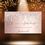 Banderoles 50 et Fabuleux anniversaire parties scintillant ro<br><div class="desc">Une bannière pour une fête d'anniversaire girly et glamour 50th & Fabulous. Un faux rose or dégradé arrière - plan avec un élégant or rose, rose et faux argent parties scintillant gouttes, la peinture goutte à goutte. Avec le texte : 50 et Fabuleux Joyeux Anniversaire. Personnalisez et ajoutez l'âge et...</div>