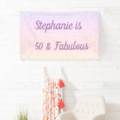 Banderoles 50 Et Fabuleux Anniversaire Rose Blanc Violet Ombr (En situation)