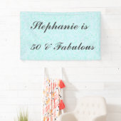 Banderoles 50 Et Fabuleux anniversaire Turquoise bleu blanc g (En situation)