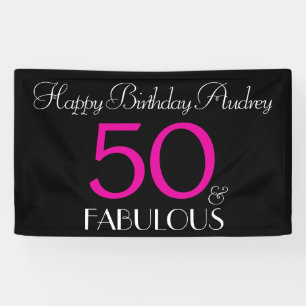 Banderoles 50 et fabuleux Black Pink Custom Anniversaire