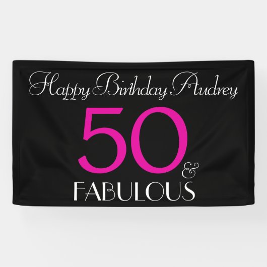 Banderoles 50 et fabuleux Black Pink Custom Anniversaire (Horizontal)