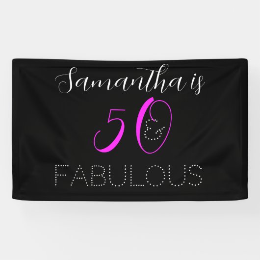 Banderoles 50 et fabuleux Chic Hot Pink Black 50e anniversair (Horizontal)