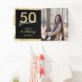 Banderoles 50 Et Fabuleux Gold Black Photo Anniversaire (En situation)