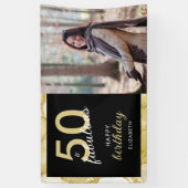 Banderoles 50 Et Fabuleux Gold Black Photo Anniversaire (Vertical)