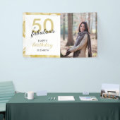 Banderoles 50 Et Fabuleux Gold White Photo Anniversaire (Salon professionnel)