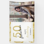 Banderoles 50 Et Fabuleux Gold White Photo Anniversaire (Vertical)
